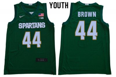 Youth Gabe Brown Michigan State Spartans #44 Nike NCAA Green Authentic College Stitched Basketball Jersey WB50P15TK